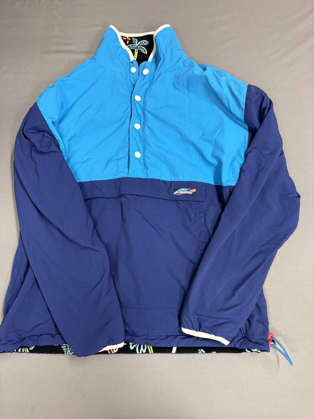 Chubbies Reversible Jacket Pullover Fleece beach Color Mens Large T Snap 1/4 Zip